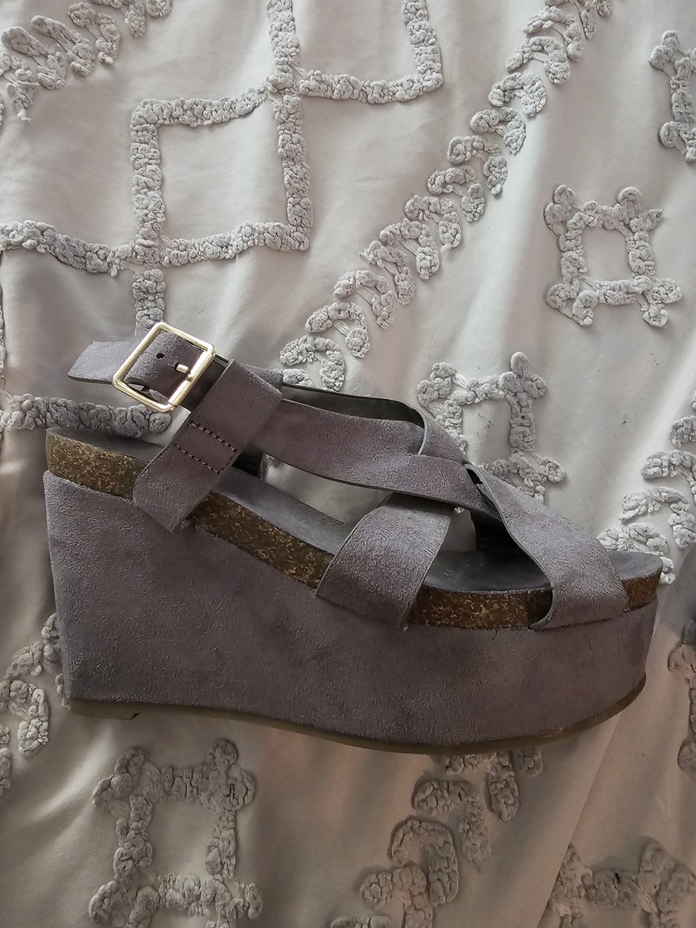 Women's Suede Platform Wedge Sandals - Taupe
